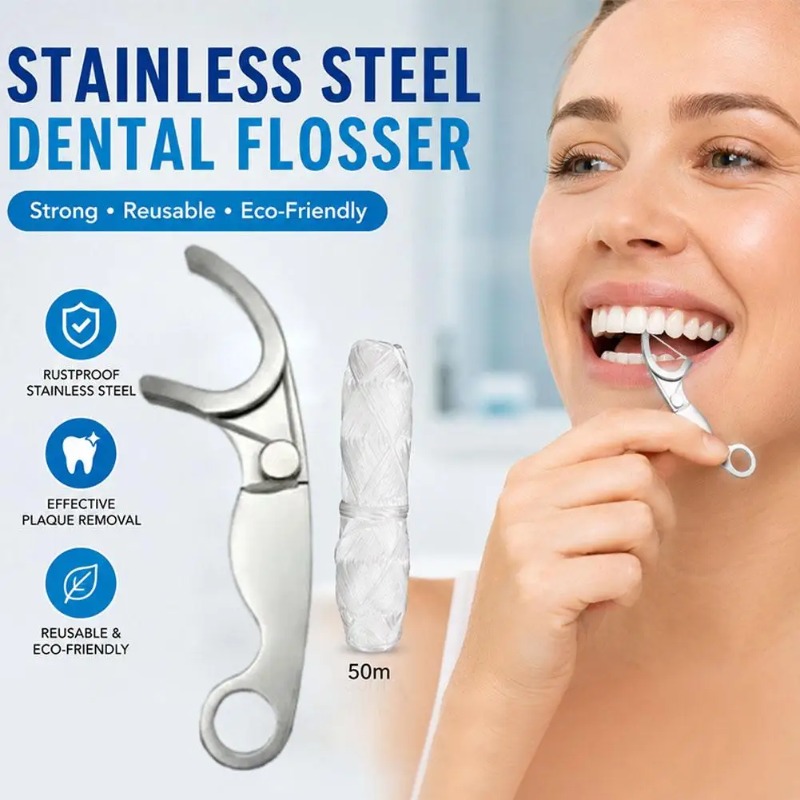Dental Floss Picks - Многоразовые зубочистки из нержавеющей стали с
